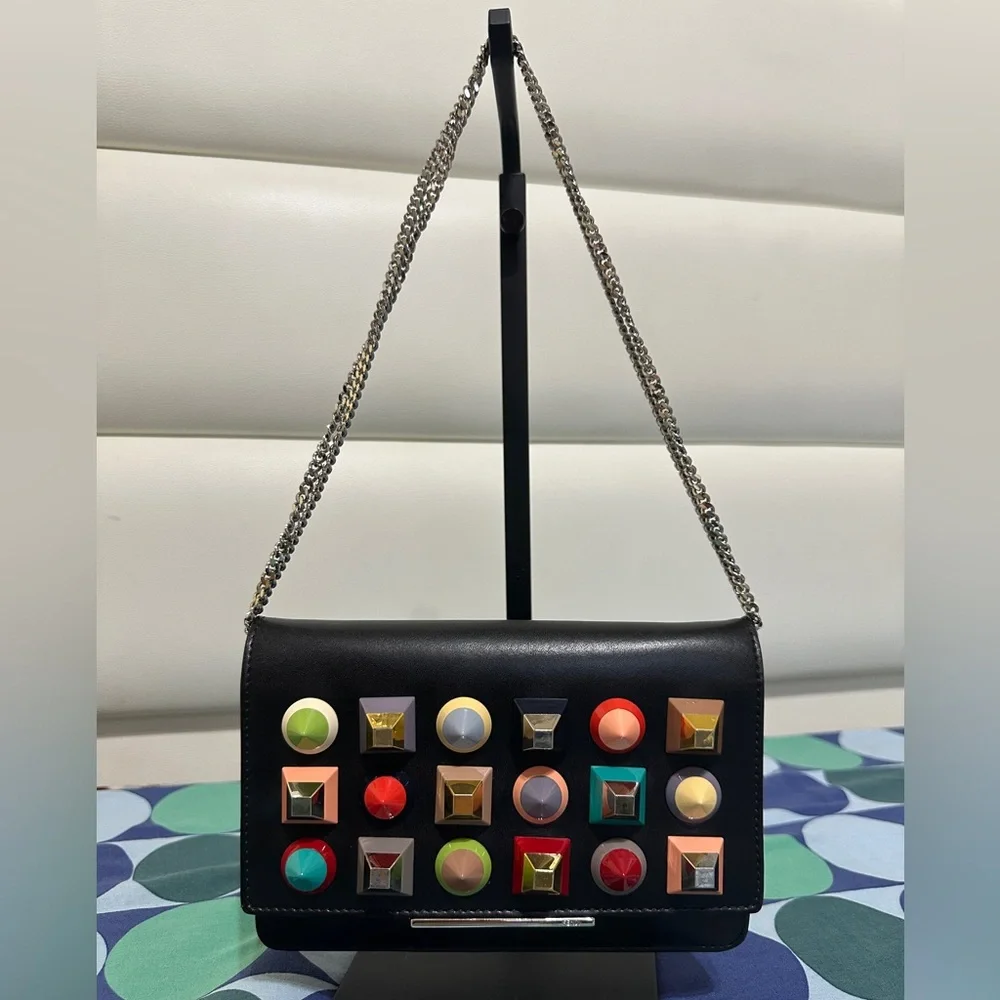 Fendi Black Stud-Embellished Shoulder Bag - Picture 2 of 15